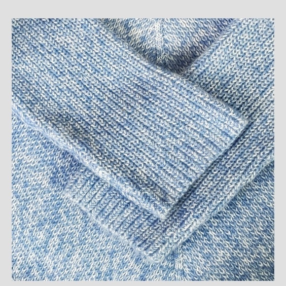 Talbots Shaker Stitch Sweater Pima Cotton Marled Blue Crew Neck Size Small - Picture 9 of 11